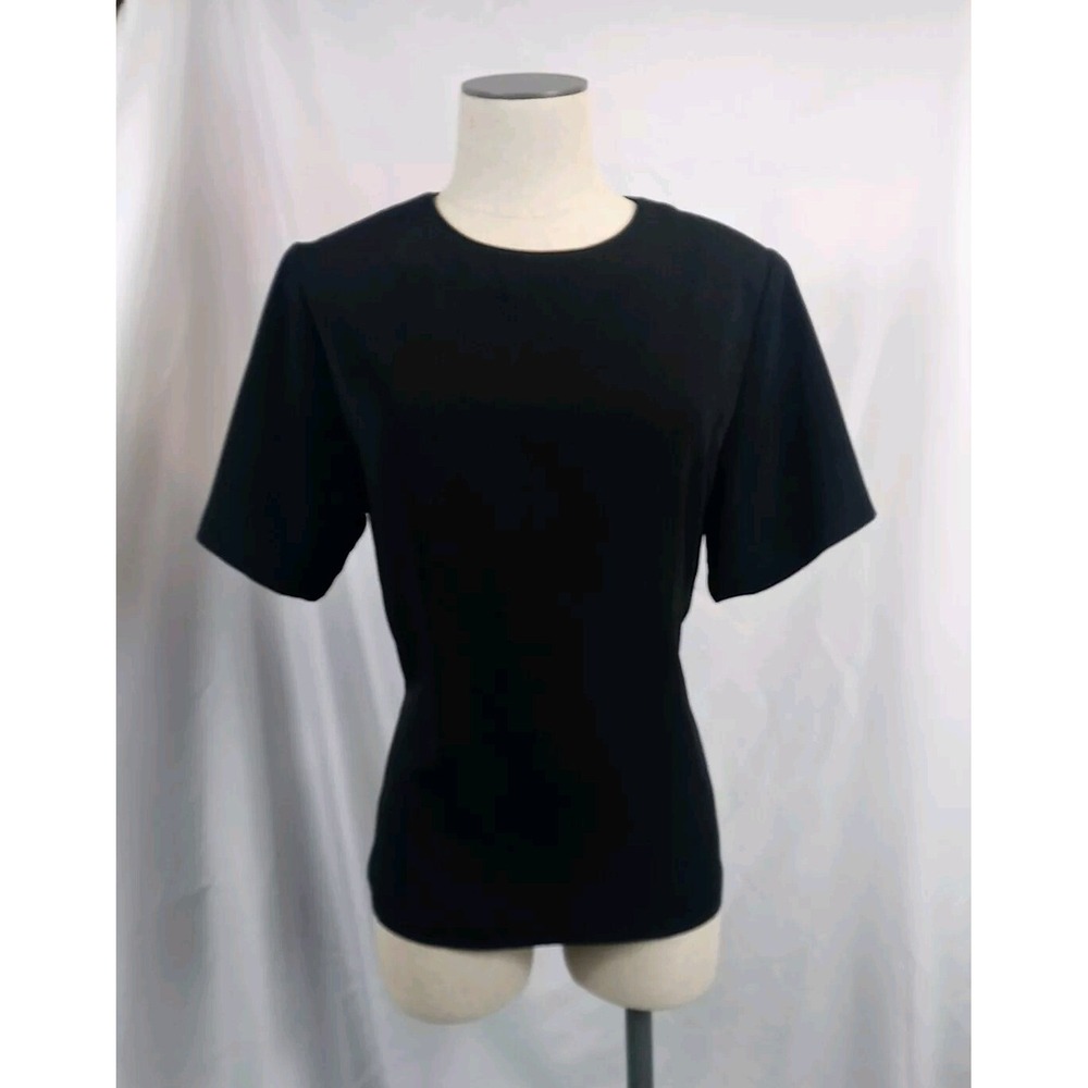 Vintage‎ Chandler Hill Blouse Women's Size Medium Black Top Short Sleeve Shirt - Picture 7 of 8